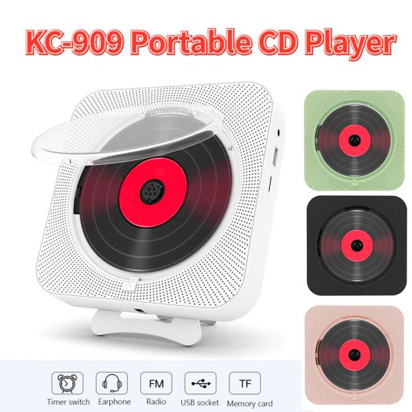Radio Portable CD Music Player FM Radio Bluetooth Compatible 5.1 Stéréo LED Écran Mur Murable CD Moumable CD avec télécommande IR
