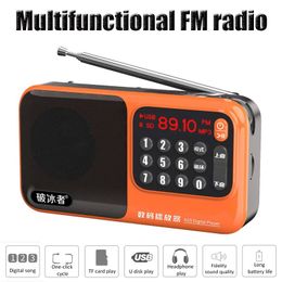 Radio Portable FM Radio Mini Radio -ontvanger Handheld Luidspreker USB/TF MP3 Music Player met LCD Display Support Aarphone Typec opladen