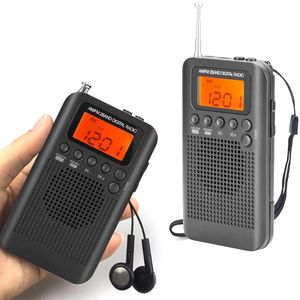 Radio Portable Mini FM/AM haut-parleur lecteur de musique avec réveil LCD affichage numérique Support batterie et alimenté par USB
