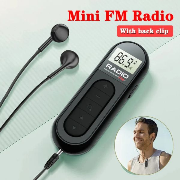 Radio Portable Mini Radio FM Clip arrière Récepteur de Radios DSP Rechargeable avec écran LCD Écouteurs 3,5 mm pour Le Sport, la Course à Pied et la randonnée