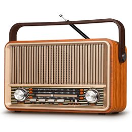 Radio Prunus J120 Classic Vintage Retro Style AMFMSW met Bluetooth 50 Ser Wood -radio's 1800mAh Oplaadbare batterij 230331