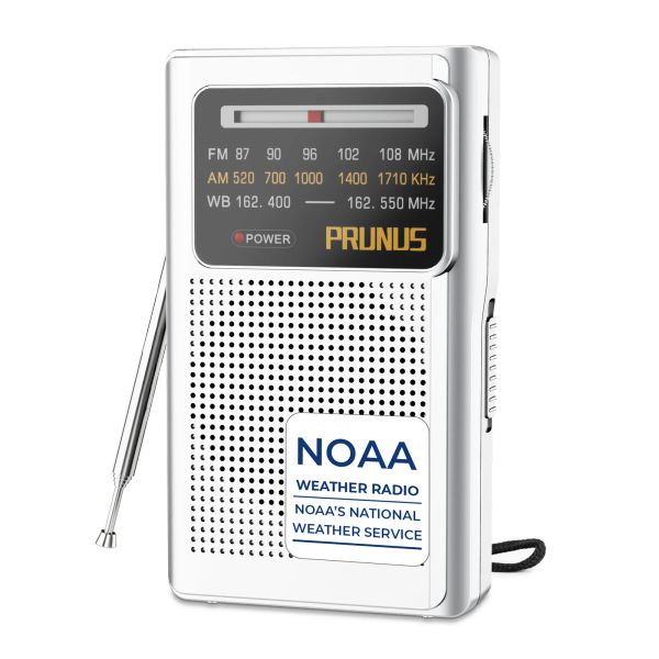 Radio Prunus J161 Portable AM/FM Radio WB Receptor de radio pequeño Radios de bolsillo portátil Noaa Walkman MP3 Player para 2 baterías AA