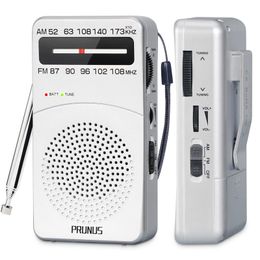 Radio PRUNUS J166 AM/FM Radio de poche récepteur de Radios portables Mini réglage numérique baladeur Radio lecteur de musique MP3 pour piles AA