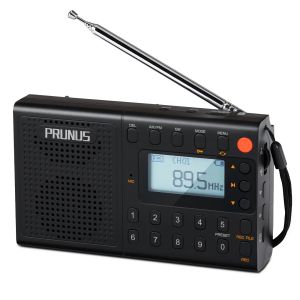Radio PRUNUS J401 Radios grabables Radio AM FM Reproductor de MP3 digital con tarjeta TF AUX Altavoces con cable Receptor de radio portátil recargable