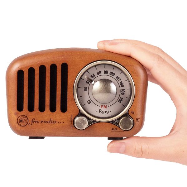 Radio Prunus J919 Vintage Mini Radio Retro Retro Old Classic haut-parleur Bluetooth Portable Radio Radio Radio en bois avec fonction AUX / SD MP3