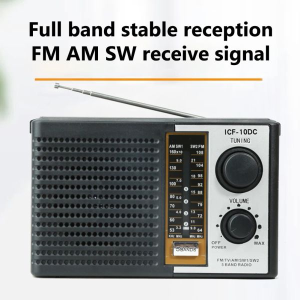 Radio Lecteur Radio AM FM Radio 5 Bandes à Piles avec Meilleure réception Grand Haut-Parleur AM/FM/TV/SW1/SW2 pour Personnes âgées et Maison