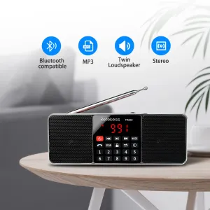 Radio Radio Portable Radios AM FM Rechargeable Bluetooth Endeurs Bluetooth Stéréo FM Radio Receiver on Batteries MP3 lecteur