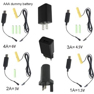 Radio amovible 14pcs AAA Battery Eliminator + 2A USB Power Adapter Kit pour LED Light Clock Radio Toys Send à dents Brosse à dents