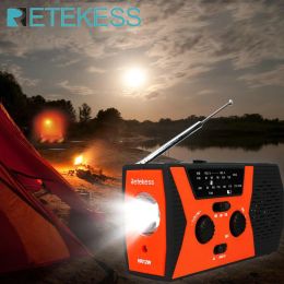 Radio Retekess HR12W Noodradio Zaklamp Power Bank 2000mAh Zonne-energie Handslinger Radio FM AM Draagbare USB Werkt op batterijen