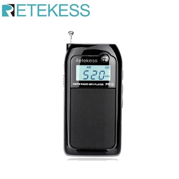 Radio réélexe PR12 Radio FM AM Mini Pocket Radio Radio MP3 Récepable Portable Affichage Backlit Affichage Stéréo Digital Support TF Carte pour les personnes âgées