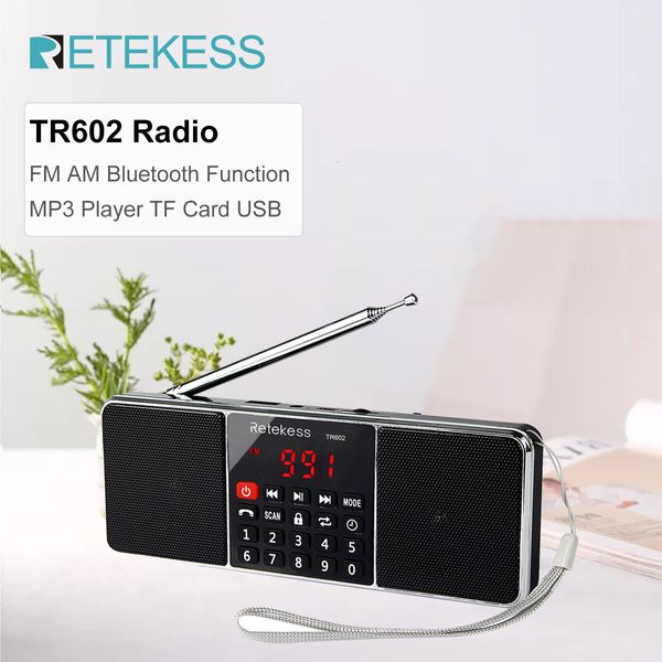 Radio Retekess TR602 Radios portátiles Am Fm Recargable Bluetooth Sers Receptor estéreo con baterías Reproductor de MP3 230801