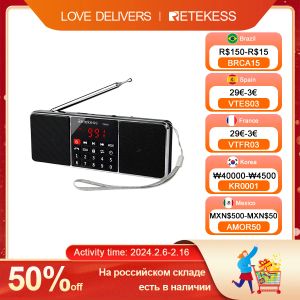 Radio Rétestin TR602 Radio Radio Portable Radios AM FM Rechargeable Bluetooth Endeurs Bluetooth Stéréo FM Radio Receiver sur Batteries Player MP3