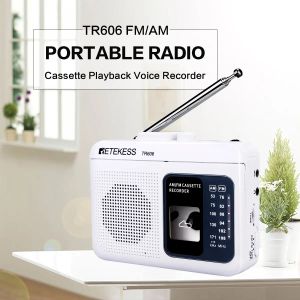 Radio Retekess TR606 Radio FM AM Lecture de cassettes Radios portables Enregistrement FM AM Écouteur 3,5 mm Prise MIC 2 Méthode d'alimentation