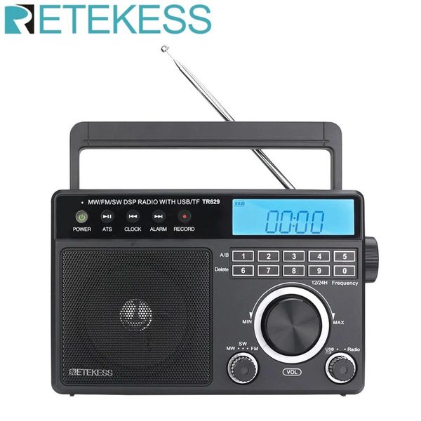 Radio Retekess Tr629 Radios portables Am Fm Sw Rechargeable toutes ondes Radio multibande ondes courtes Radio pleine bande haut-parleur Mp3 réveil