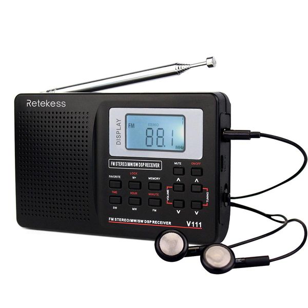 Radio Retekess V111 9 Khz ou 10 Khz récepteur Radio Fm Portable Kits Radio Mw Sw récepteur de bande mondiale avec réveil de synchronisation