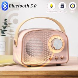 Mini Radio rétro Portable récepteur FM TWS stéréo Bluetooth haut-parleur sans fil lecteur de musique classique TF/AUX/USB MP3 avec micro