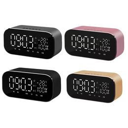 Radio S2 Bluetooth Compatible en haut-parleur MINI SOIRME ALARME FM RADICE BASS LED Affichage Affichage Miroir Stéréo