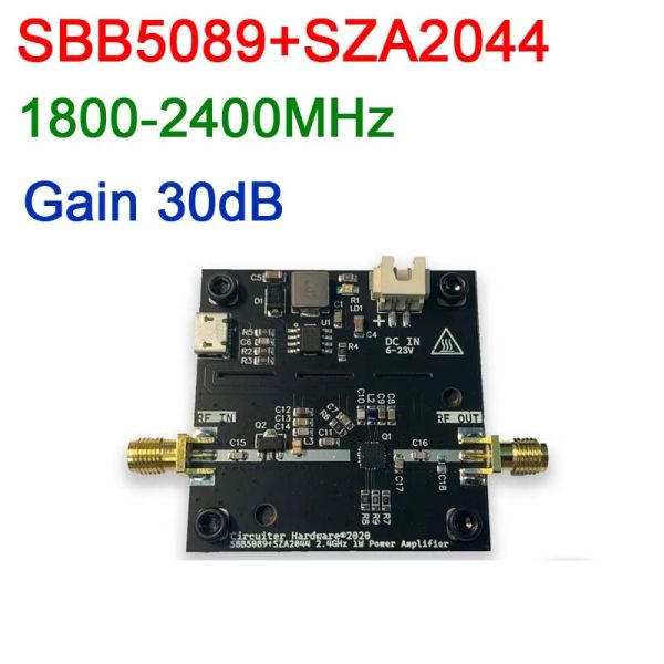 Radio SBB5089 + SZA2044 700MHz ~ 2400MHz 1W Amplificador de potencia RF 30DB DC 823V para 2,4 GHI WiFi Bluetooth Ham Radio Amplifier