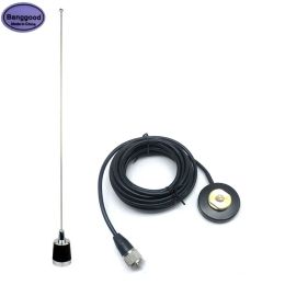 Radio Set Antenne NMO et adaptateur de base de montage magnétique DAUL BAND VHF / UHF 134MHz / 430MHz 100W 2,15 dB Antenne pour le voilier de jambon mobile