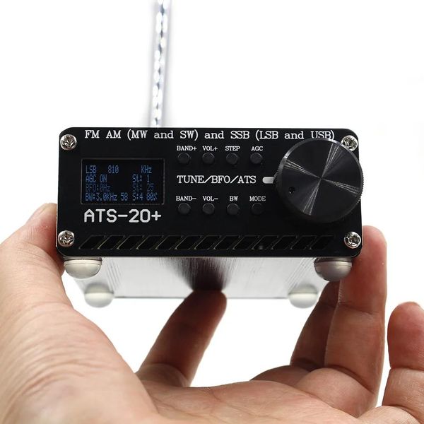 Radio SI4732 ATS20 + Plus ATS20 V2 Radio Receptor FM AM (MW SW) SSB (LSB USB) con batería + antena + altavoz + caja