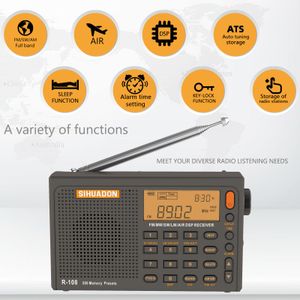 Radio SIHUADON R108 FM Estéreo Digital Portátil AM SW Receptor de aire Función de alarma Pantalla Reloj Temperatura Altavoz 230830