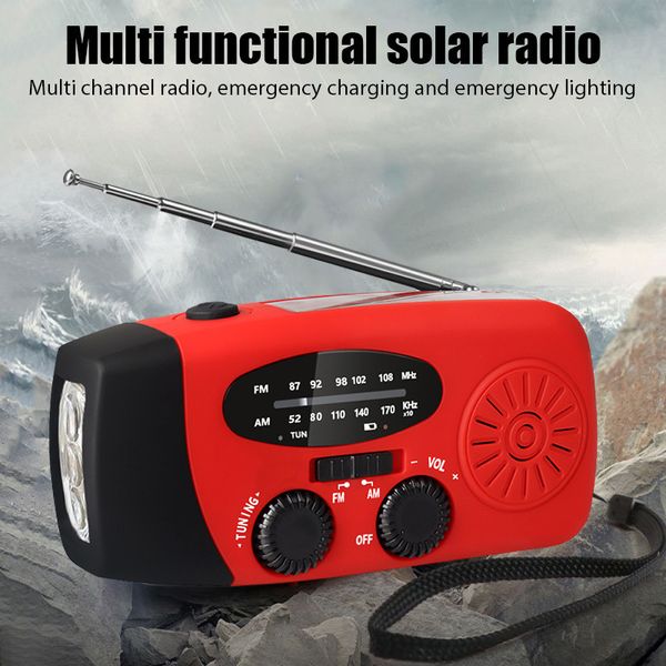 Radio solaire manivelle récepteur Mini Portable AM FM météo avec lampe de poche multifonctionnelle d'urgence 1000mAh Power Bank 230801