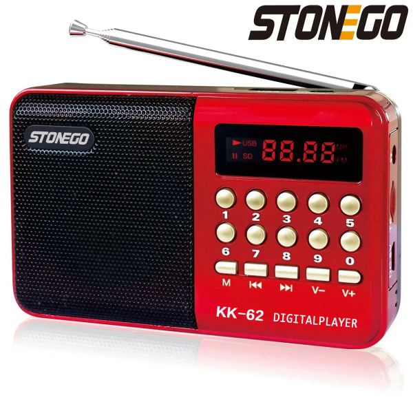 Radio Stonego Mini portable Radio Handheld Handheld Rechargeable Digital FM USB TF MP3 Player Stonego Enceinte Devices Supplies