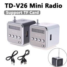 Radio TDV26 Mini 1.0 pouces Radio FM haut-parleurs portables numériques avec récepteur Radio FM Support carte TF disque U pour lecteur de musique MP3