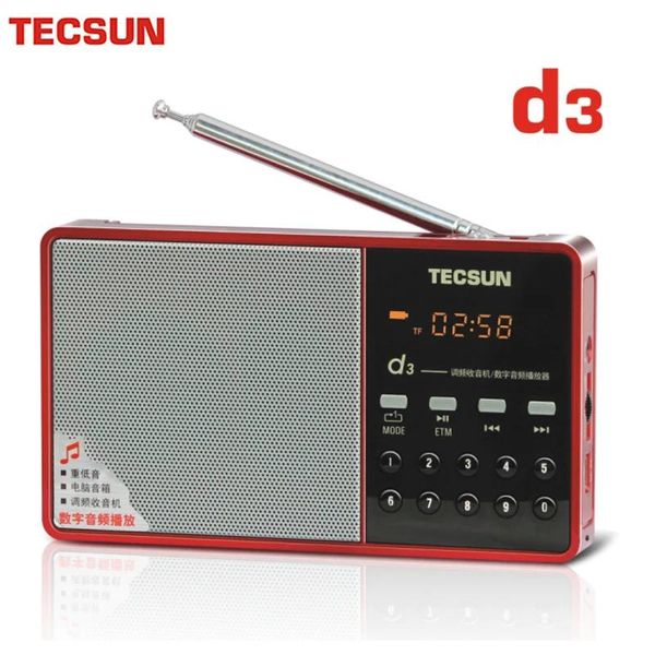 Radio Tecsun D3 Radio Fm avec haut-parleur portable USB Mp3 avec écran et prise en charge de la batterie rechargeable Entrée audio, canal numérique