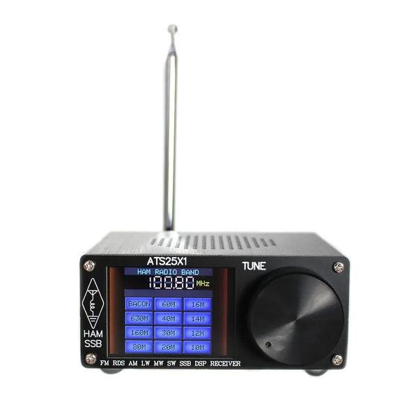 Actualización de radio Ats25x1 Ats25x1 Si4732 Receptor de radio Fm Lw(mw Sw) Ssb + Lcd táctil de 2,4 pulgadas + Antena de látigo + Batería + Cable USB + Altavoz