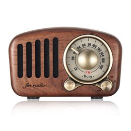 Radio Vintage Retro Bluetooth50Ser Walnoot Houten FM met ouderwetse klassieke stijl Sterke basverbetering TF-kaart 230801