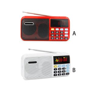 Radio Wireless Speaker FM Radio Music Player Mini USB Antena de bolsillo recargable Caminata al aire libre Finuito para ancianos Rojo