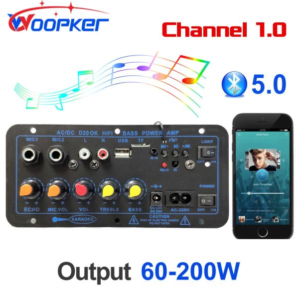 Radio Woopker 60200W Bluetooth Amplificer Board Board AMP AMP pour la maison audio / voiture / camion / RV / Camper USB FM Radio TF Player