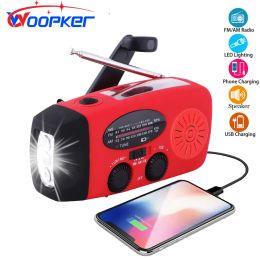 Radio Woopker E04 Upgrade Multifunctionele Radio Hand Crank Solar USB FM/ AM/ NOAA WB Weather Radios Noodlamp Power Bank