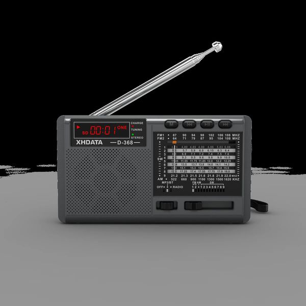 Radio XHDATA D-368 Radio FM BT Portátil AM FM SW 12 Bandas Receptor de radio estéreo Bolsillo inalámbrico Bluetooth Compatible con USB TF Reproductor de MP3 231218