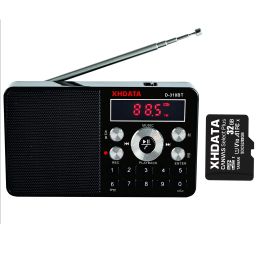 Radio xhdata d318bt radio fm portable mini écran stéréo lecteur mp3 peut prendre en charge l'enregistrement de la fonction de haut-parleur de répétition mp3 avec la carte tf