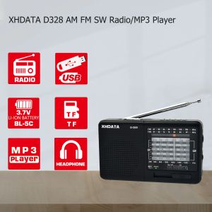 Radio Xhdata D328 FM Radio AM SW SW PORTABLE BAND RADIE MP3 lecteur MP3 avec une carte TF Jack 4Ω / 3W Récepteur radio