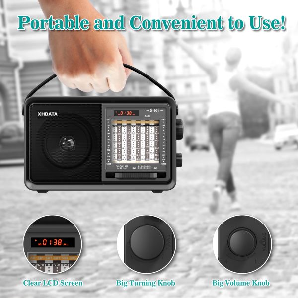 Radio Xhdata D901 AM FM Radio DSP Portable SW Récepteur de radio à ondes courtes MP3 BLUETOOTH MUSIQUE COMPTATIVE MUSIQUE POUR HOME