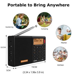 Radio XHDATA SIHUADON D808 Portable AMFM stéréo SWMWLW SSB AIR RDS haut-parleur numérique avec écran LCD réveil 230830