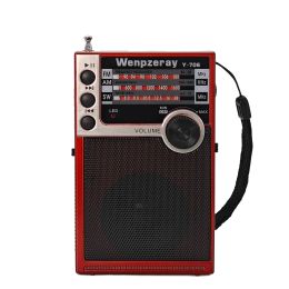 Radio Y706 Pocket Radio AM FM SW Band Receiver Battery Operate Transistor Good Sound Enceinte Sound Support USB / TF Card Calone Jack (rouge)