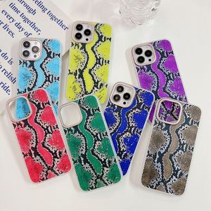 Radium Snake Skin Patroon Telefoonhoesjes voor iPhone 14 14Pro 13 12 dubbelzijdige onlay scrub huidpreventie schelpen