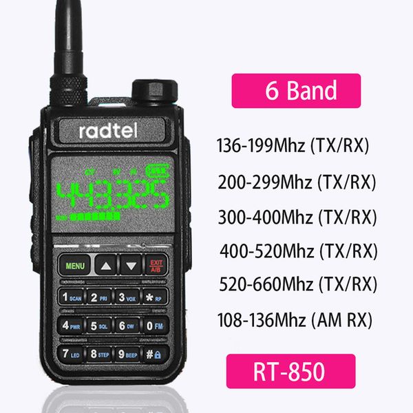Radtel RT 850 6 bandas amador rádio bidirecional 128CH Walkie Talkie Air Full 108 660MHz Scanner Marine 220729