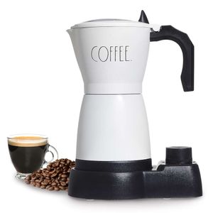 Rae Dunn 300 ml elektrische espresso hine: brouwende hele lichaam draagbare mokka-pot, koken gedurende 6 minuten, 15 minuten timer met automatische afsluitende functie.