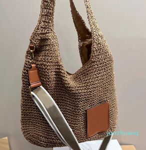 Bolso de hombro con axila de rafia Bolsos de playa de verano Bolsos de paja Bolso de gran capacidad Casual 556 Cubos de viaje tejidos para vacaciones Correa de cincha extraíble