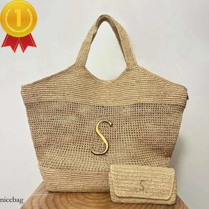 Raffiaas Designer Handbeklaagde Straw Icare Bag Handtas Grote capaciteit Tote voor vrouwen strandreizen zomervakantie hoogwaardige schouder boodschappentassen s s