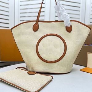 Sac fourre-tout tissé Rafia Grass Sac de plage de haute qualité de haute qualité pour femmes en cuir de grande capacité sac à main Sac à bandoulière de luxe sac de commerce de luxe sac mère et sac enfant