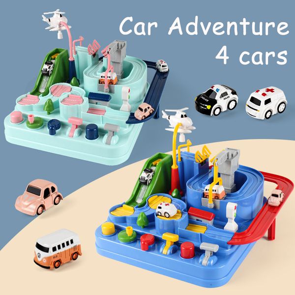 Rail Car Train Track Toys para niños Montessori Children Racing car Mechanical Adventure Brain Table Game Christmas Gifts Toy 220608