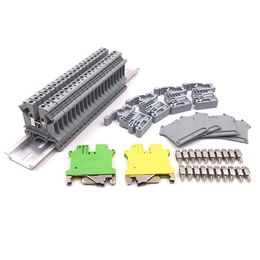 Freeshipping Rail-eindblokkenset Uk5N Terminal-grondblokken Aluminium rail D-Uk-eindkappen E/Uk-eindbeugels Brugjumperssets Jshsx