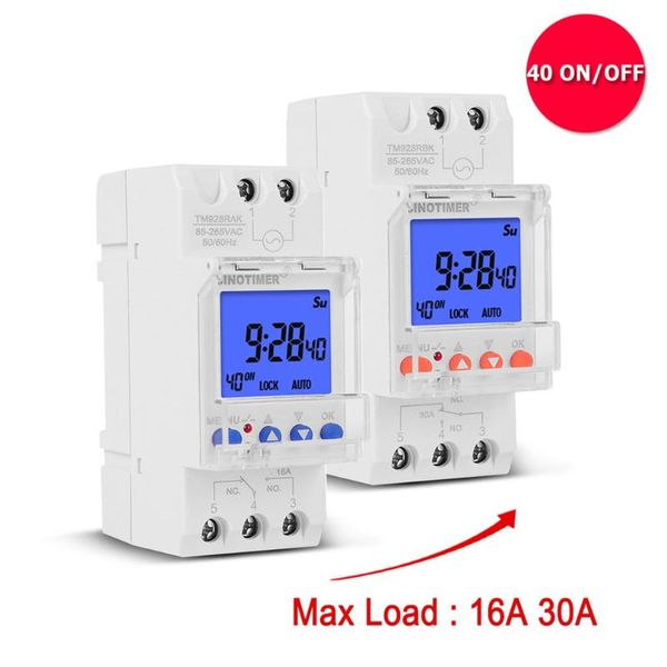 Minuterie de Rail rétro-éclairé, sous-contrôle, grand écran LCD 85-265V, 16 fois 1 seconde, 7 jours, minuteries programmables