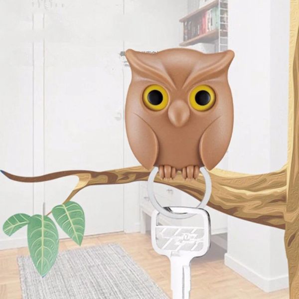 Rails 1/3 piezas Scary Night Owl Ganchos magnéticos para llaves Llavero con sujeción adhesiva Colgador de llaves Abrirá los ojos Gancho decorativo de pared para cocina Hogar